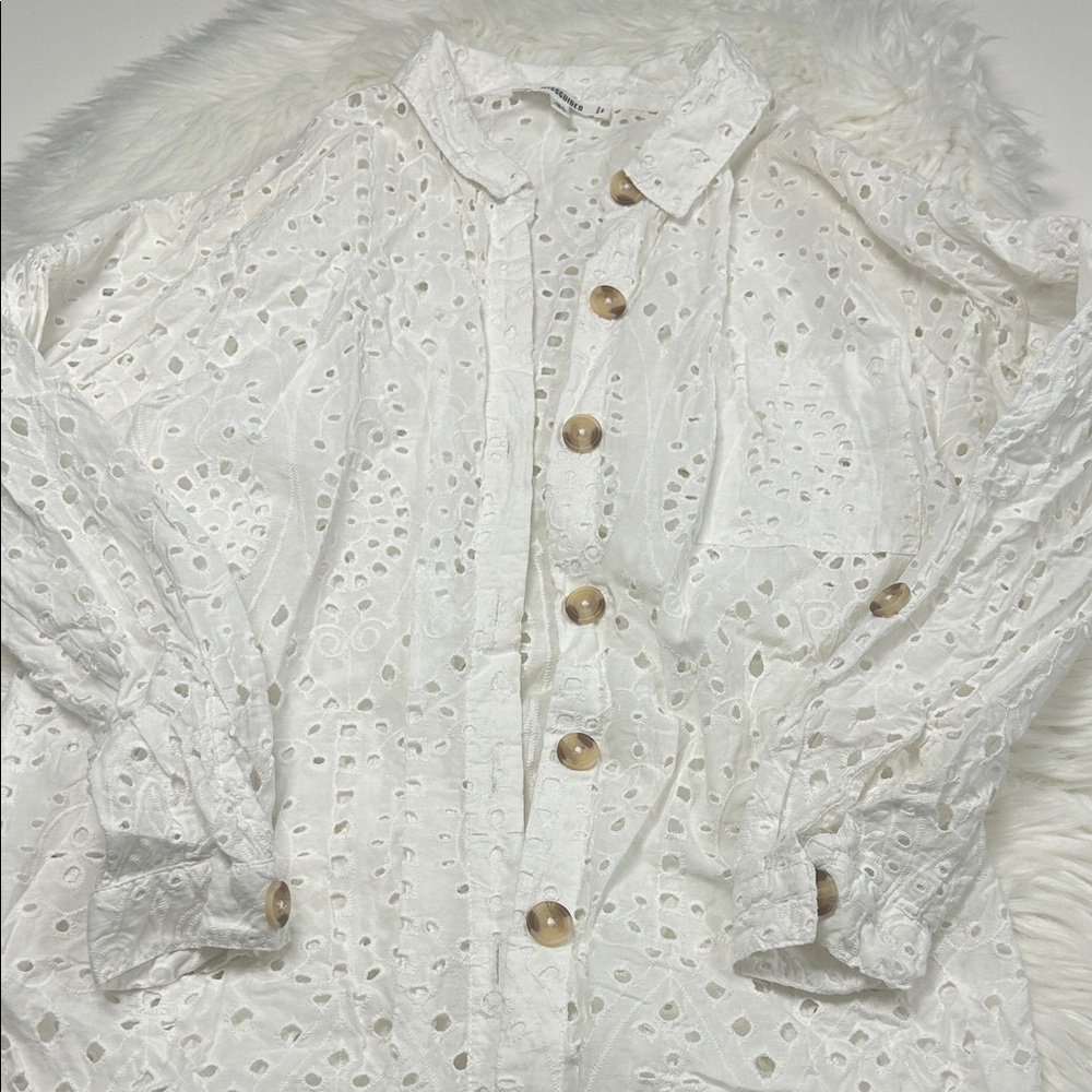 Missguided White Eyelet Coverup Size 4